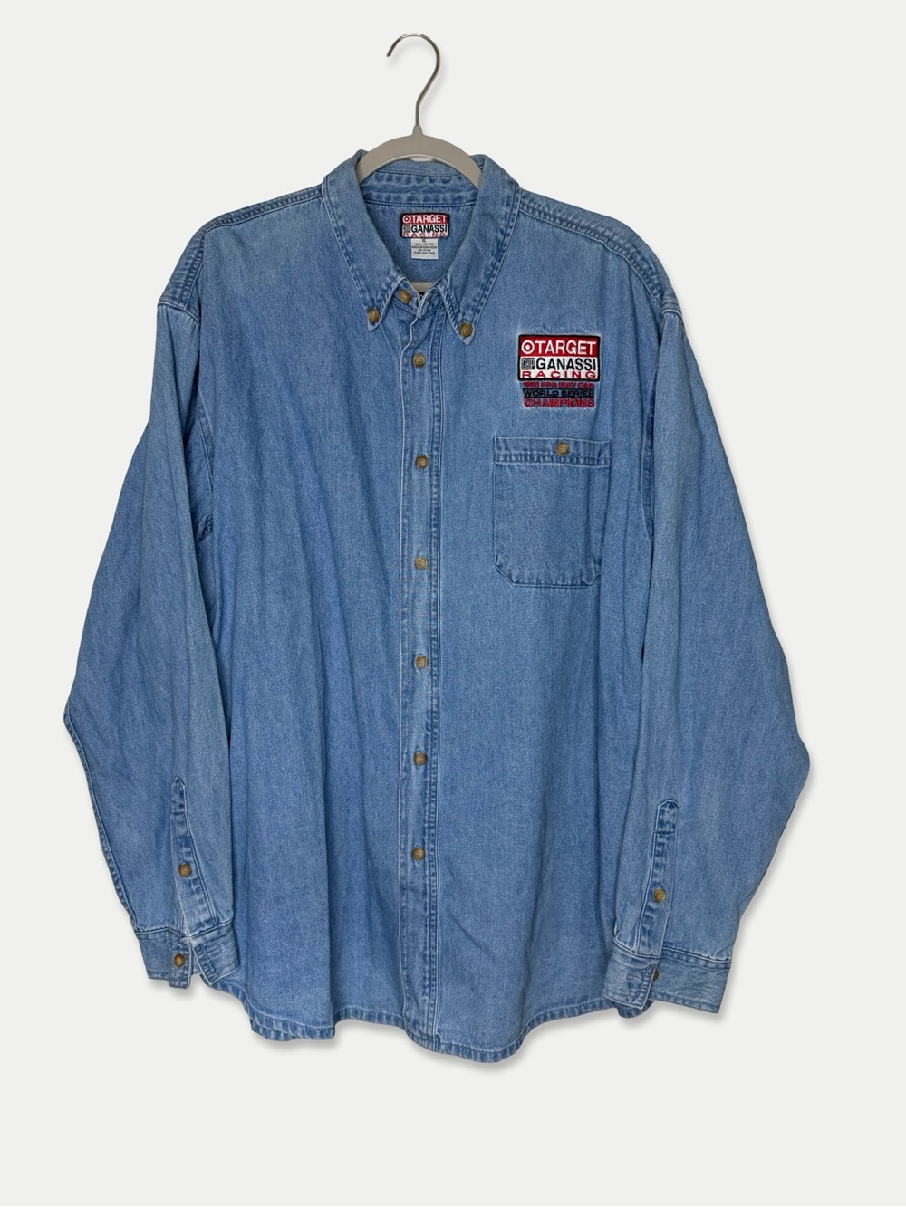 Vintage Target Ganassi Racing Denim Shirt XL Blue 1996 GUC